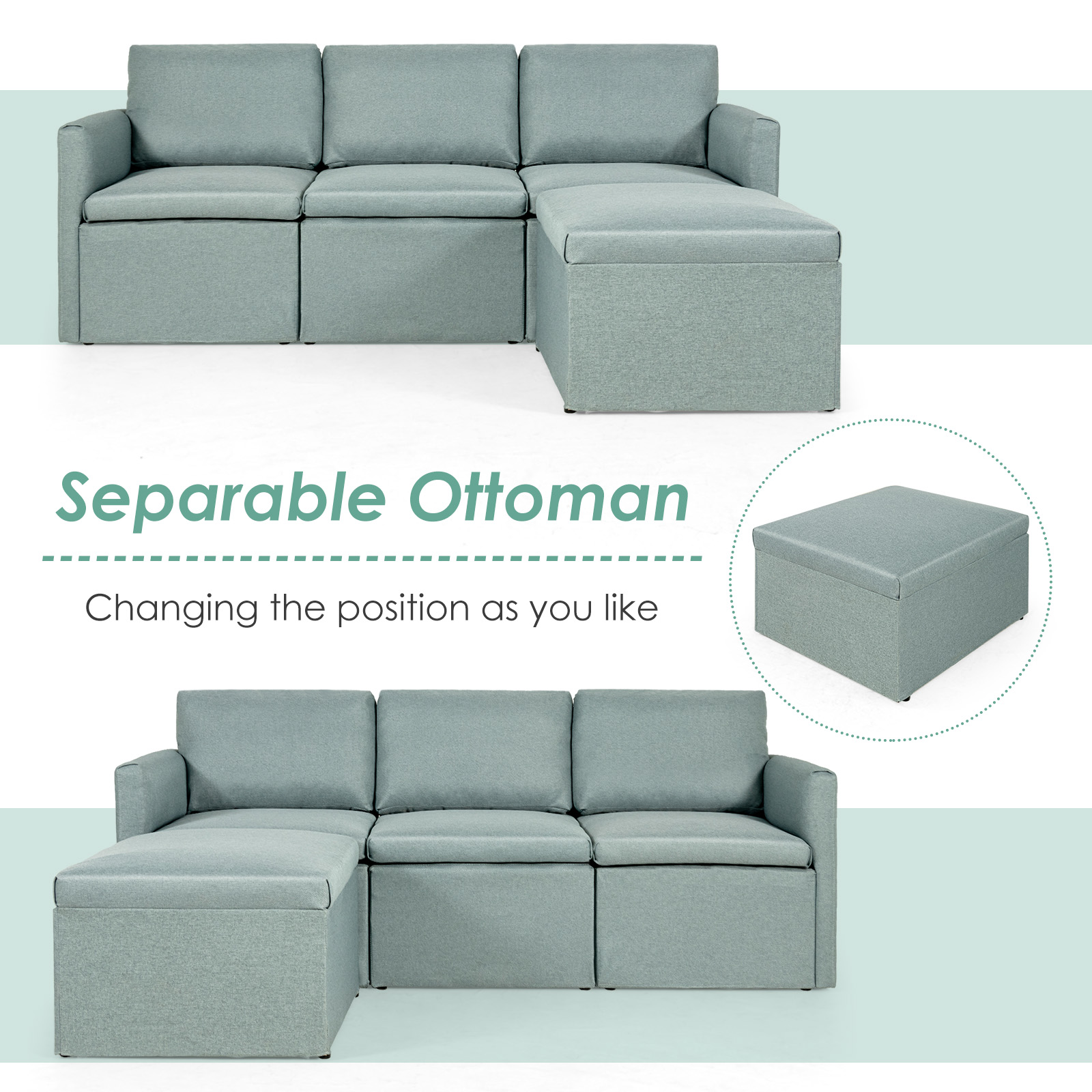 Giantex Convertible Sectional Sofa L-Shaped Couch Lounge with Reversible Chaise - Picture 23 of 24