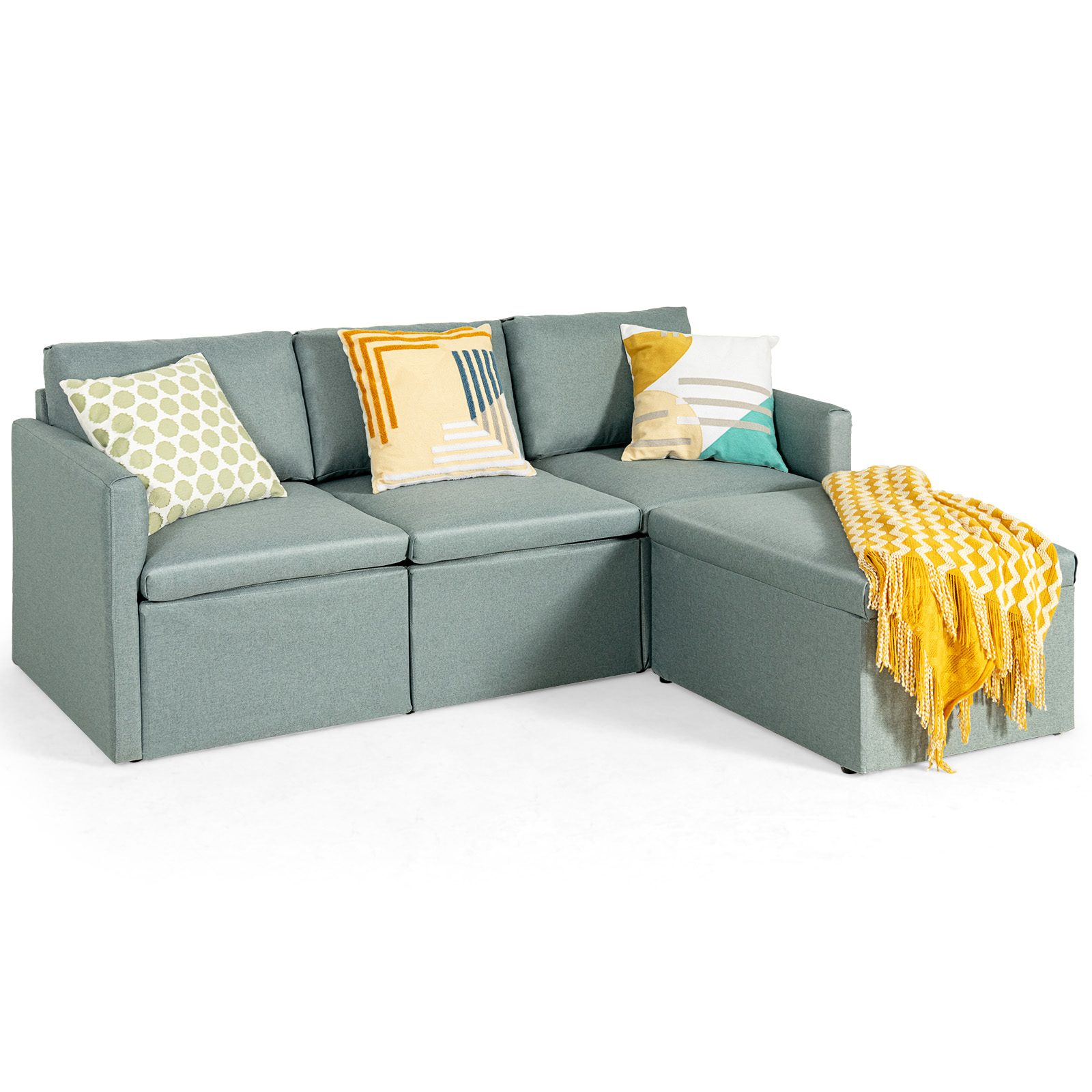 Giantex Convertible Sectional Sofa L-Shaped Couch Lounge with Reversible Chaise - Picture 24 of 24