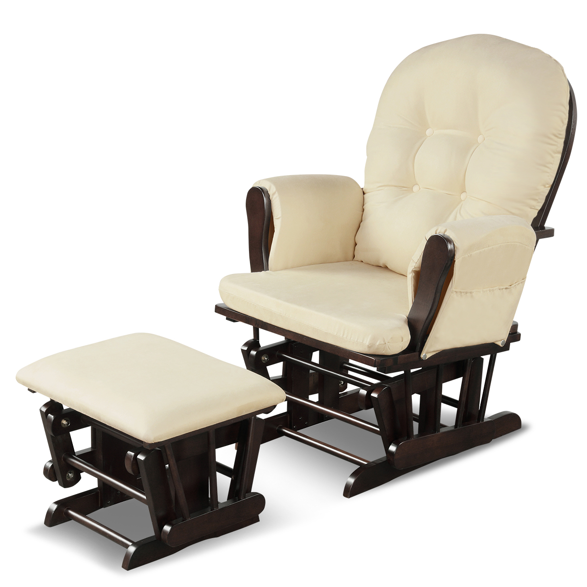 Costway Rocking Glider and Ottoman Cushion Set Wood Baby Nursery Rocker Chair - Picture 18 of 36